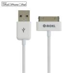 Moki ACC-MUSB30CAB SynCharge USB-A to 30-Pin Cable - White MFi Certified - iPhone 4/4s / iPod / iPad