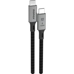 Momax Elite 100W USB-C Cable - 1m - Black PD Fast Charging - Up to 20Gbps - 4K 60Hz - Durable Braided Nylon - Supports Apple iPhone / Samsung Phones