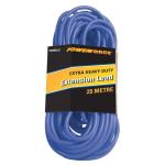 Powerforce POWBEL25 25m Extra Heavy Duty Power Extension Lead - Blue 15A - 3 Core 1.5mm Cable - Power-On LED in Clear Moulded Plastic