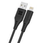 Promate POWERLINK-AI120B 2.4A - 480Mbps USB-A to Lightning Cable - 1.2m - Black Soft Silicone - Tangle Resistant - 25000+ Bend Lifespan - Data & Charge - Not MFi Certified