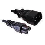 RackPower CM0CL050 10A C14 to C5 Cable - 50cm - Black Clover Socket - 0.75mm2 - PVC