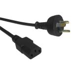 RackPower CM0NC200-PRE 10A 3-Pin to C13 Cable - 2m - Black Round Earth Plug - 0.75mm2 - PVC
