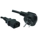 RackPower CM0NC200-PS 10A 3-Pin to C13 Cable - 2m - Black Side Entry Plug - 0.75mm2 - PVC