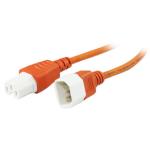 RackPower CM1CH100N 10A C14 to C15 Cable - 1m - Orange 120C High Temp Socket - 1mm2 - Rubber