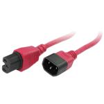 RackPower CM1CH200R 10A C14 to C15 Cable - 2m - Red 120C High Temp Socket - 1mm2 - Rubber
