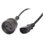 RackPower CM1CN050 10A C14 IEC plug to 10A 3 pin socket on 0.4m 1mm2 Black lead