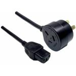 RackPower CM1NC120-PTP 10A 3-Pin to C13 Cable - 1.2m - Black Tapon Plug - 1mm2 - PVC