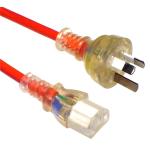 RackPower CM1NC400M 10A 3-Pin to C13 Cable - 4m - Orange Clear Plug - Clear Socket - 1mm2 - PVC