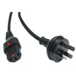 IEC-Lock AU 3 Pin to IEC C13 Power Cable - 2m - Black 10A - IEC-Lock - 1mm2
