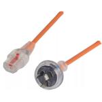 IEC-Lock AU 3 Pin to IEC C13 Power Cable - 2m - Orange 10A - IEC-Lock - 1mm2 - Clear Plug - Medical