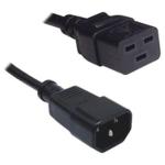 RackPower CM2CC100-12 10A - 16A C19 C14 to C19 Cable - 1m - Black 1.5mm2 - PVC - For use with max 10amp (2400W) rated equipment only