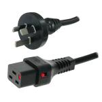 IEC-Lock AU 3 Pin to IEC C19 Power Cable - 2m - Black 10A - 16A - IEC-Lock - 1.5mm2