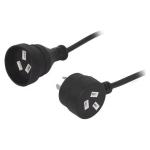 RackPower CM2NN1000-PTP11 10A 3-Pin to 3-Pin Socket Cable - 10m - Black Tapon Plug - 1.5mm2 - PVC