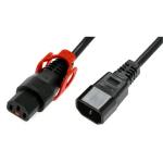 IEC-Lock CM1CK400-K 10A C14 IEC plug to 10A C13 IEC-Lock (Rear Pull) socket on 4m 1mm2 Black lead