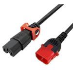 IEC-Lock CM1KH200-K 10A C14 IEC-Lock plug to 10A C15 IEC-Lock High Temp socket on 2m 1mm2 Black