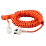 RackPower CM1NC300M-LC 10A 3-Pin to C13 Cable - 3m - Orange Clear Plug - Clear Socket - Curly Lead - Medical - 1mm2 - PVC