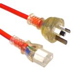 RackPower CM1NC800M 10A 3-Pin to C13 Cable - 8m - Orange Clear Plug - Clear Socket - 1mm2 - PVC