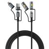 RockRose Hercules Reign 100W 6-in-1 Charging Cable - 1m USB-A / USB-C / Lightning to USB-C - With Lighter & Lamp