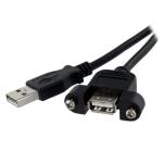 StarTech.com USBPNLAFAM1 USB 2.0 - 480Mbps USB-A Panel Mount Cable - 30cm Panel Mount - USB-A to USB-A - F/M