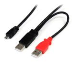 StarTech.com USB2HAUBY1 USB 2.0 - 480Mbps USB Y Cable - 30cm Dual USB-A to Micro B - External Hard Drive