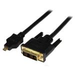 StarTech.com HDDDVIMM2M 1920x1200 Micro HDMI to DVI-D Cable - 2m (6ft) - Black Micro HDMI to DVI Cable - Micro HDMI to DVI Adapter Cable - Micro HDMI Type-D Device to DVI-D Single Link Monitor / Display / Projector Video Converter Cord - Du
