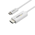 StarTech.com CDP2HD1MWNL 4K 60Hz - HBR2 USB-C to HDMI Cable - 1m (3ft) - White HDMI 2.0 - DP 1.2 Alt Mode - Thunderbolt 3 Compatible - Laptop to HDMI Monitor / Display