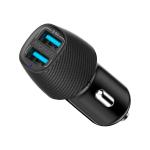 Promate VOLTRIP-DUO.BLK 3.4A Dual Port USB Car Charger - Black Charge 2 Devices at the Same Time - Short-Circuit & Over Charge Protection - Carbon Fiber Design - Compact & Sturdy - Universal Capatibility