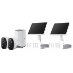 Baseus Security N1 Plus 3MP/2K Outdoor Wire-Free Camera Kit With Solar - 2 Pack N1 Plus Camera x2/ A1 Solar Panel x2 / HomeStation x1 Expandable Local Storage, up to 16TB