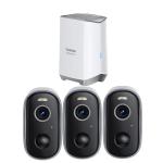 Baseus Security N1 Plus 3MP/2K Outdoor Wire-Free Camera Kit - 3 Pack N1 Plus Camera x2 / HomeStation x1 / Expandable Local Storage, up to 16TB