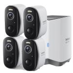 Baseus Security N1 Plus 3MP/2K Outdoor Wire-Free Camera with Homebase - 4 Pack 9600mAh / FOV:145°  / Human/Zone detection