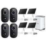Baseus Security N1 Plus 3MP/2K Outdoor Wire-Free Camera Kit With Solar - 4 Pack N1 Plus Camera x4/ A1 Solar Panel x4 /HomeStation x1  Expandable Local storage, up to 16TB