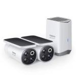 Baseus Security S1 Pro 5MP/3K Outdoor Dual Lens Wire-Free Solar Camera with Homebase - 2 Pack 13,500mAh / FOV:120° / AI Function: Human/vehicle/Zone / 8 x Digital Zoom