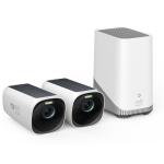 Eufy Security eufyCam 3 (S330) 4K Outdoor Wire-Free Battery Solar Camera Kit - 2 Pack 13,400 mAh Battery last up to 365 Days / Homebase3 with16GB Storage / AI Recognition