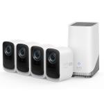 Eufy Security eufyCam 3C (S300) 4K Outdoor Wire-Free Battery Camera Kit - 4 Pack 9,400 mAh Battery last up to 180 Days / Homebase3 with 16GB Storage / AI Recognition