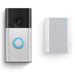 RING Battery Video Doorbell + Chime - Satin Nickel - Head toToe1440p HD Video - Advanced Motion Detection with Customisable Motion Zones