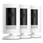 RING 3-Pack Outdoor (Stick Up Cam)  Battery  Camera (3rd Gen) - White - 1080p HD Video - Advanced Motion Detection with Customisable Motion Zones
