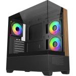 Cooler Master Elite 690 Wood Black ATX Tower Gaming Case Tempered Glass, 3x 120mm ARGB Fan Pre-installed, CPU Cooler Support Upto 170mm, GPU Support Upto 425mm, 7x PCI Slot, 360mm Radiator Supported, Front I/O: 1x Type C, 2x USB, HD Audio