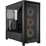 Corsair FRAME 4000D RS ARGB Black ATX MidTower Gaming Case Tempered Glass, 3x 120mm A-RGB Fan Pre-installed, CPU Cooler Support Upto 170mm, GPU Support Upto 370mm, 7x PCI, Slot, 360mm Radiator Supported, Front I/O: 2x USB, 1x Type C, HD Aud