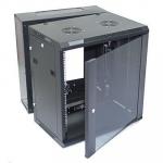 Dynamix RDME24 24RU 600mm Deep Universal Swing Wall Mount Cabinet. 200mm Removable Backmount. Supplied with 2x Rear Vertical Cable Trays, 6 way PDU and 10 cage nuts. Black