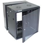 Dynamix RDME24 24RU 600mm Deep Universal Swing Wall Mount Cabinet - 200mm Removable Backmount - Supplied with 2x Rear Vertical Cable Trays, 6 way PDU and 10 cage nuts - Black