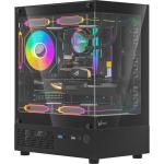 Formula V Crystal Z1CM Plus Black AR Mini Tower Gaming Case Tempered Glass, 3x 120mm ARGB PWM Pre-installed, CPU Cooler Support Upto 160mm, GPU Support Upto 280mm, 4x PCI Slot, 240mm Radiator Supported, Front I/O: 1x USB 3.0, 1x Type C, HD