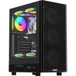 Formula V Mana Dynamic Black AR Mid Tower Gaming Case Tempered Glass, 4x 120mm ARGB PWM Pre-installed, CPU Cooler Support Upto 180mm, GPU Support Upto 310mm, 7x PCI Slot, 240mm Radiator Supported, Front I/O: 2x USB 3.0, 1x Type C, HD Audio