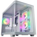 FSP S380 White MATX Mid Tower Case 3x120mm ARGB Fans Pre-installed,Curved Side Panel, CPU Cooler Support Upto 168mm, GPU Support Upto 445mm, 5x PCI Slot, 360mm Radiator Supported, Front I/O: 2x USB, 1x Type C, HD Audio.