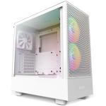 NZXT H5 White Flow RGB Edition ATX MidTower Gaming Case Tempered Glass, CPU Cooling Support Upto 165mm, GPU Support Upto 365mm, 280mm Radiator Supported, 7X PCI Slots, Front I/O: 1XUSB, 1XType C, HD Audio