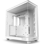 NZXT H6 Flow Dual Chamber - Tempered Glass ATX Mid Tower Gaming Case - White Front 3x 120mm Fans Pre-Installed - CPU Cooler Support up to 163mm - GPU Support up to 365mm - 7x PCI Slots - 360mm Radiator Support - Front I/O: 2x USB - 1x USB-C