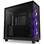 NZXT H6 Flow RGB Black ATX MidTower Gaming Case Tempered Glass, Dual Chamber, Front 3x120mm RGB Fans Pre-Installed, CPU Cooler Support Upto 163mm, GPU Support Upto 365mm, 7x PCI, 360mm Radiator Supported, Front I/O: 2x USB, 1x Type C