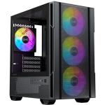 OKINOS Cypress 3 ARGB Black Edition MiniTower mATX Gaming Case Tempered Glass, 4 X ARGB 120mm Fan Pre-Installed, CPU Cooler Support Upto 164mm, GPU Support Upto 320mm, 4x PCI Slot, Front I/O: 2x USB, 1x Type C, HD Audio