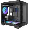OKINOS Mirage 4 Black MATX Gaming Case Tempered Glass, 3 x 120mm ARGB Fans Pre-Installed, CPU Cooler Support Upto 165mm, GPU Support Upto 325mm, 5x PCI Slot, 240mm Radiator Supported, Front I/O: 2x USB, 1x Type C, OKINOS Mirage 4 Black MATX Gaming Case Tempered Glass, 3 x 120mm ARGB Fans Pre-Installed, CPU Cooler Support Upto 165mm, GPU Support Upto 325mm, 5x PCI Slot, 240mm Radiator Supported, Front I/O: 2x USB, 1x Type C,