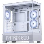 Phanteks XT VIEW With LED Matrix Grey White ATX Case Tempered Glass, 3x 120MM DRGB Fans, CPU Cooler Support upto 184mm, GPU Support Upto 415mm, 7x PCI, 360mm Radiator Supported - Front: 1x Type C, 1x USB, HD Audio
