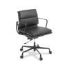 Eden Office Eames Replica Soft Pad Mid Back Home Office Chair 3-Way Ergonomic Adjustment - Black Frame and Black Armrests - Black Leather - 140kg max user weight - 5 Years Local Warranty